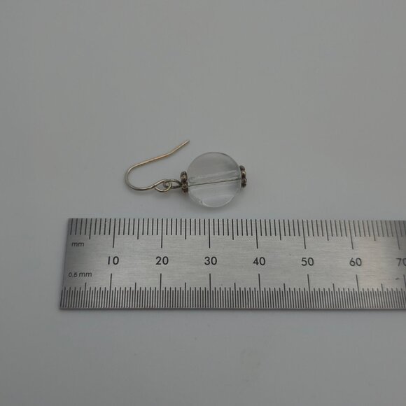 Sterling Silver Clear Glass Earrings A521 - Picture 4 of 5